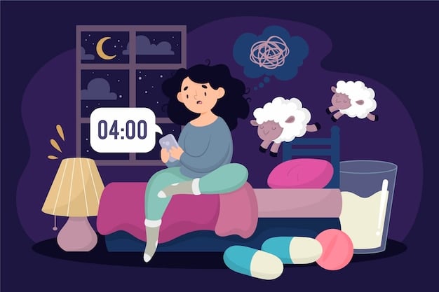 A stressed person sitting on the edge of the bed, clutching their head, with a clock showing 3:00 AM. The room is dimly lit, highlighting the feeling of frustration and sleeplessness.