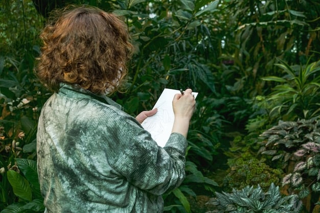 A person journaling outdoors, surrounded by nature, reflecting on their goals and values. The scene is peaceful and serene, emphasizing self-reflection.