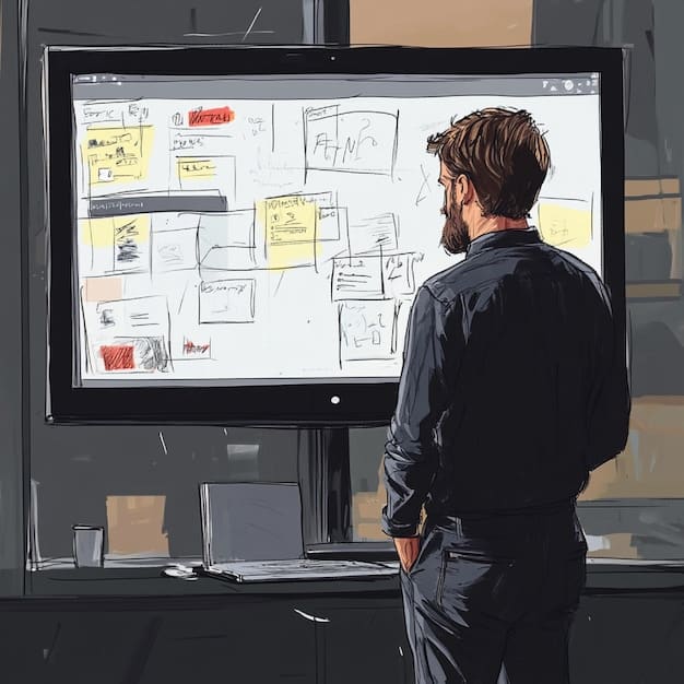 A person working at a computer with a Kanban board displayed on the screen, illustrating the visualize workflow technique.