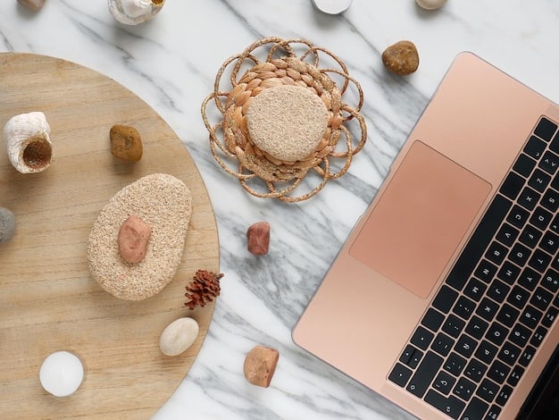 A minimalist desk setup showcasing a laptop, a plant, and a meditation cushion, symbolizing a harmonious balance between productivity and mindfulness.