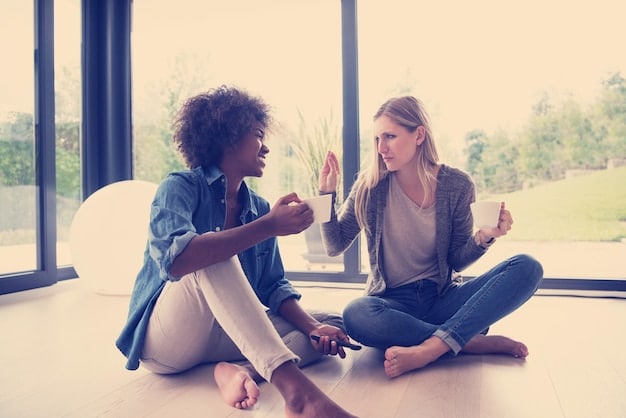 Two people engaging in a calm and respectful conversation, representing conflict resolution through mindfulness.