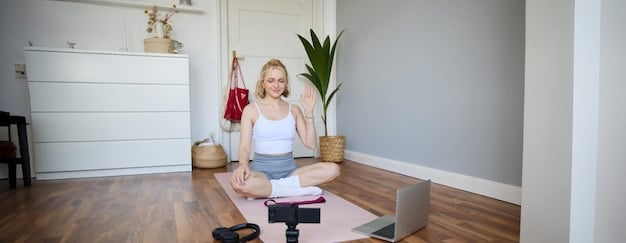 A person mindfully practicing yoga in a bright, airy room, showcasing the integration of physical activity and mindfulness into a morning routine for stress reduction.