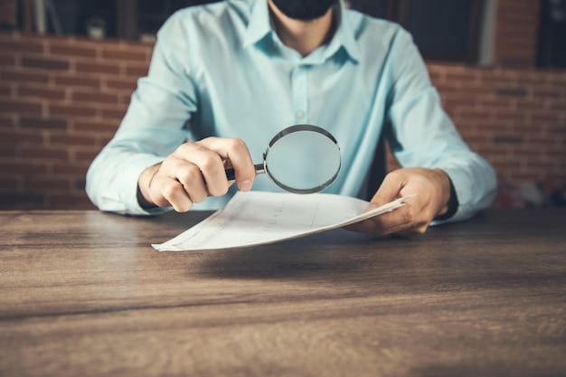 A person holding a magnifying glass over a document, symbolizing the act of examining and questioning assumptions.