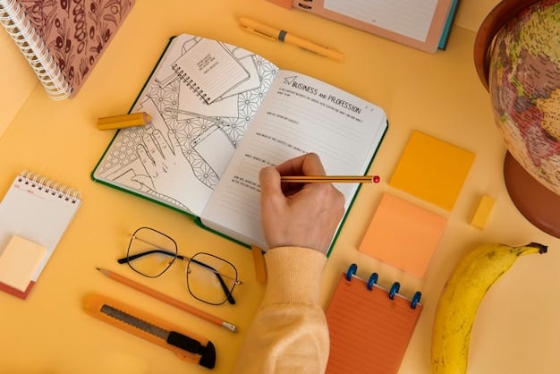 A close-up shot of a person's hands sketching in a notebook with various colored pens and pencils. The notebook is filled with doodles, mind maps, and initial sketches of ideas.