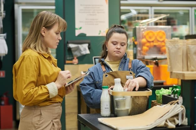 A person carefully considering a purchase in a store, reading the label and evaluating the need before making a decision.