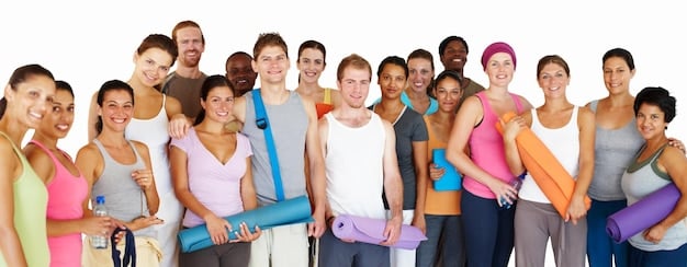 A diverse group of people participating in different forms of exercise – running, yoga, and weightlifting – in a vibrant outdoor setting, emphasizing the variety and accessibility of exercise for stress relief.