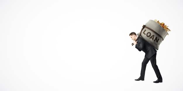 A person is happily crossing off items on a debt repayment plan. The image conveys a sense of accomplishment and progress.