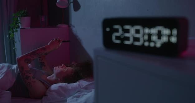 A person tossing and turning in bed at night, looking tired and frustrated. The room is dimly lit, and the clock displays 3:00 AM.