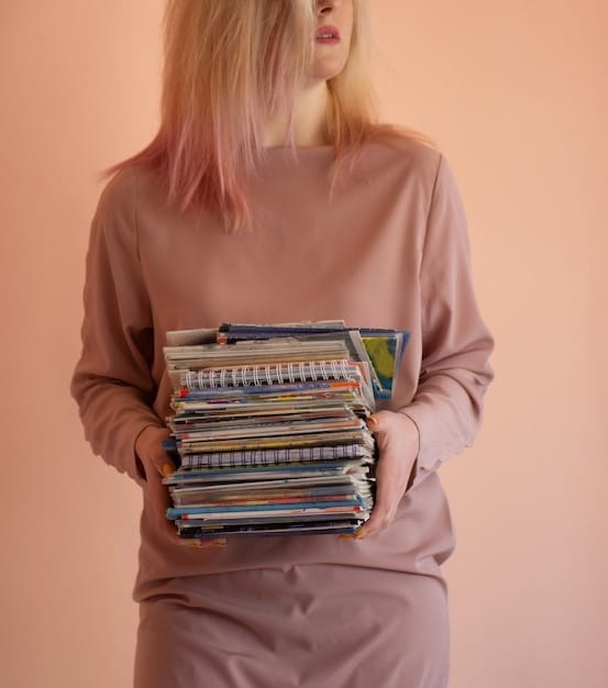 A person holding a variety of newspapers and magazines, representing the concept of diversifying information sources to avoid doomscrolling.