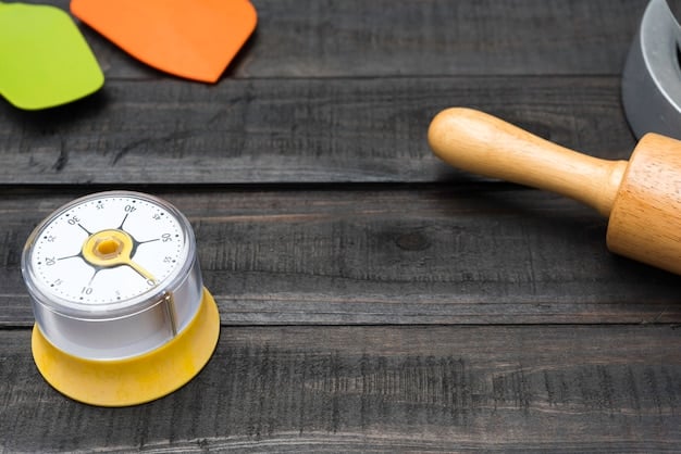 A desk with a timer set to 25 minutes, a notebook, and a pen. The background is blurred to focus on the timer, symbolizing the Pomodoro Technique.