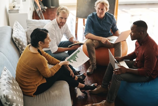 A support group meeting, with people listening to each other empathetically, illustrating the importance of social connections in building resilience through shared experiences.