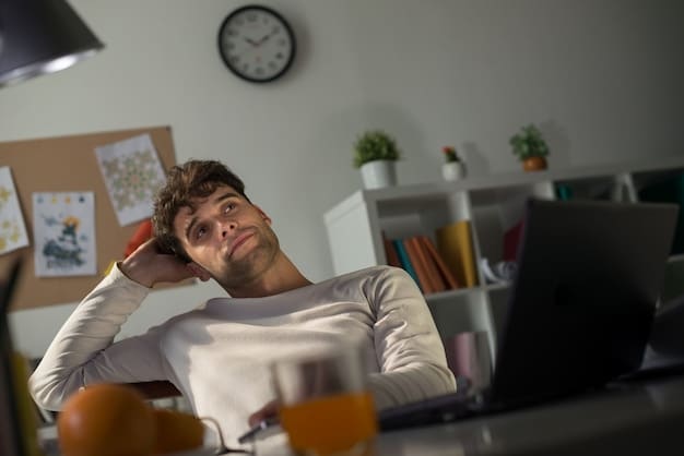 A person struggling to focus at work due to lack of sleep. The image should depict someone looking tired and overwhelmed, highlighting the impact of poor sleep on productivity and cognitive function.