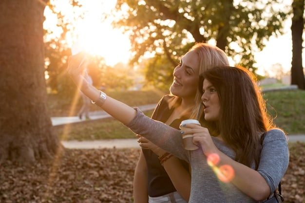 Two friends laughing and hugging in a park, with sunlight filtering through the trees. The scene is warm and joyful, conveying a sense of deep appreciation and connection.