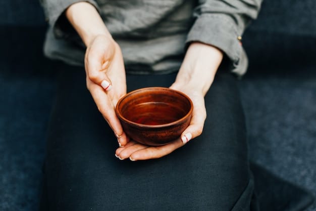 A close-up shot of hands performing a mindful tea ceremony, focusing on each step with precision and awareness.