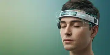 Futuristic biofeedback headband monitoring stress in real-time