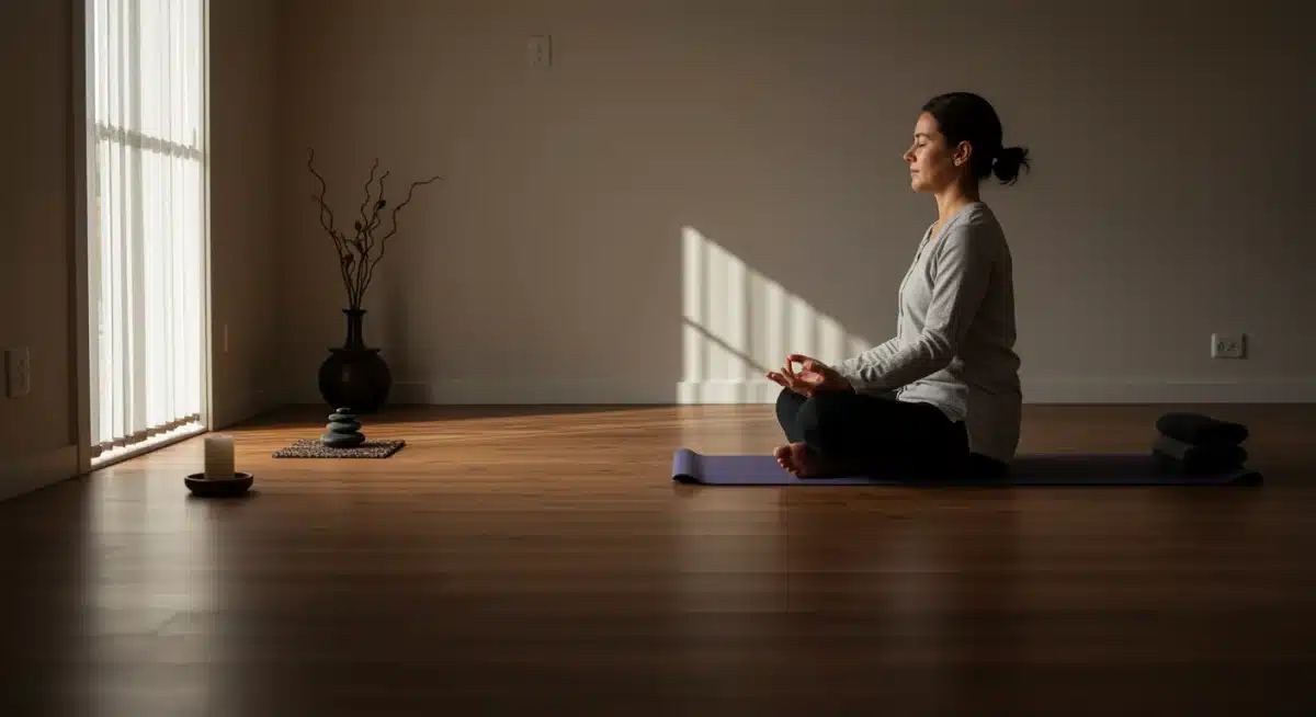 Person meditating in a calm, uncluttered zen space