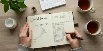 Person planning new habits in a journal for January 2025 transformation