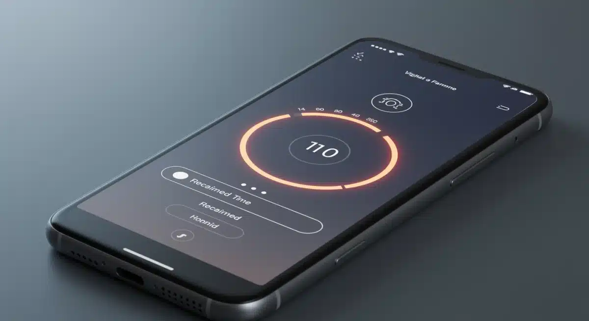 Digital detox app showing reclaimed time on a smartphone screen