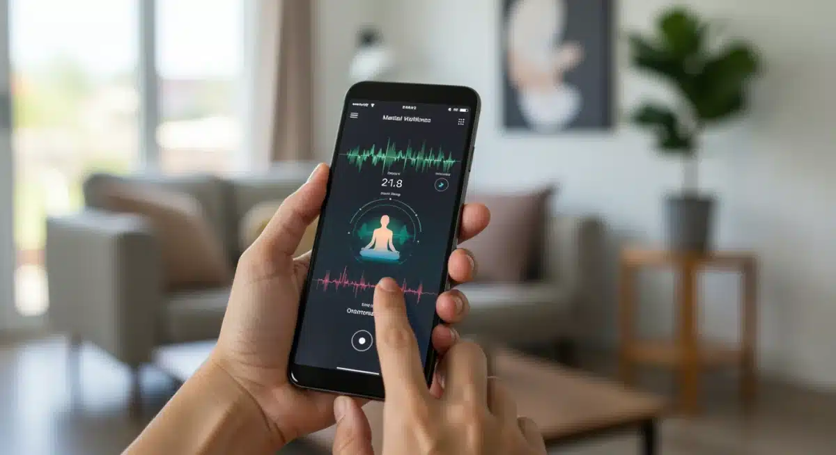 User engaging with a guided meditation session on a mental wellness app