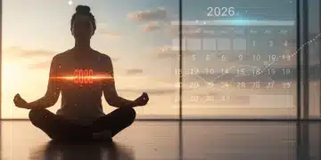 Person focused on self-development, calendar showing mid-2026, symbolic growth lines