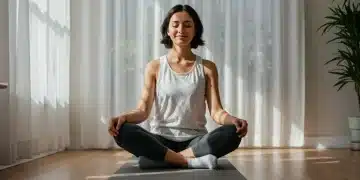 Serene woman meditating during her 5-minute morning ritual