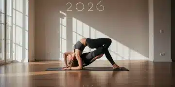 Woman performing advanced yoga stretch for flexibility and strength