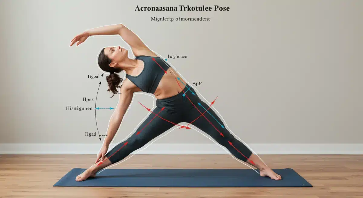 Yogi demonstrating correct Triangle Pose with hip and spine alignment focus