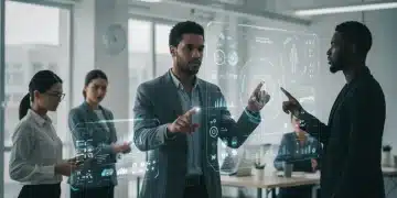 Professionals using digital tools for workplace stress reduction