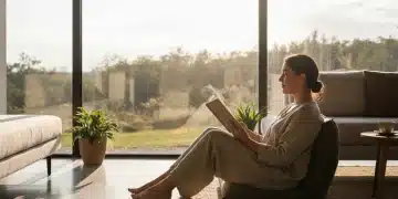 Person enjoying a book, free from digital distractions, embodying digital minimalism