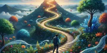 Person climbing a mountain path towards success with '2026' in the background, symbolizing growth mindset and goal achievement.