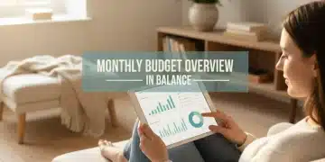 Person reviewing finances on tablet for mindful consumption 2026