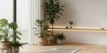 Serene home yoga space with ergonomic mat and natural light