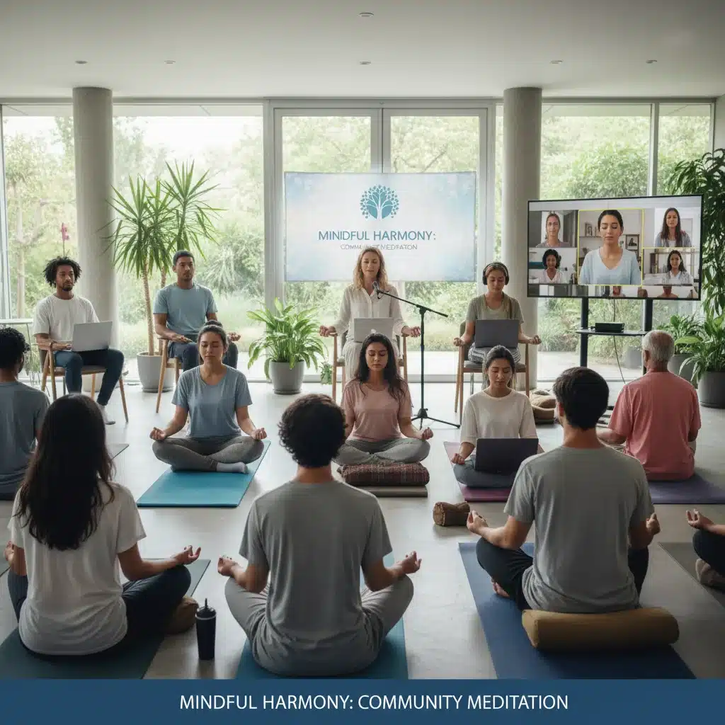 Diverse group of Americans participating in a guided mindfulness meditation session.