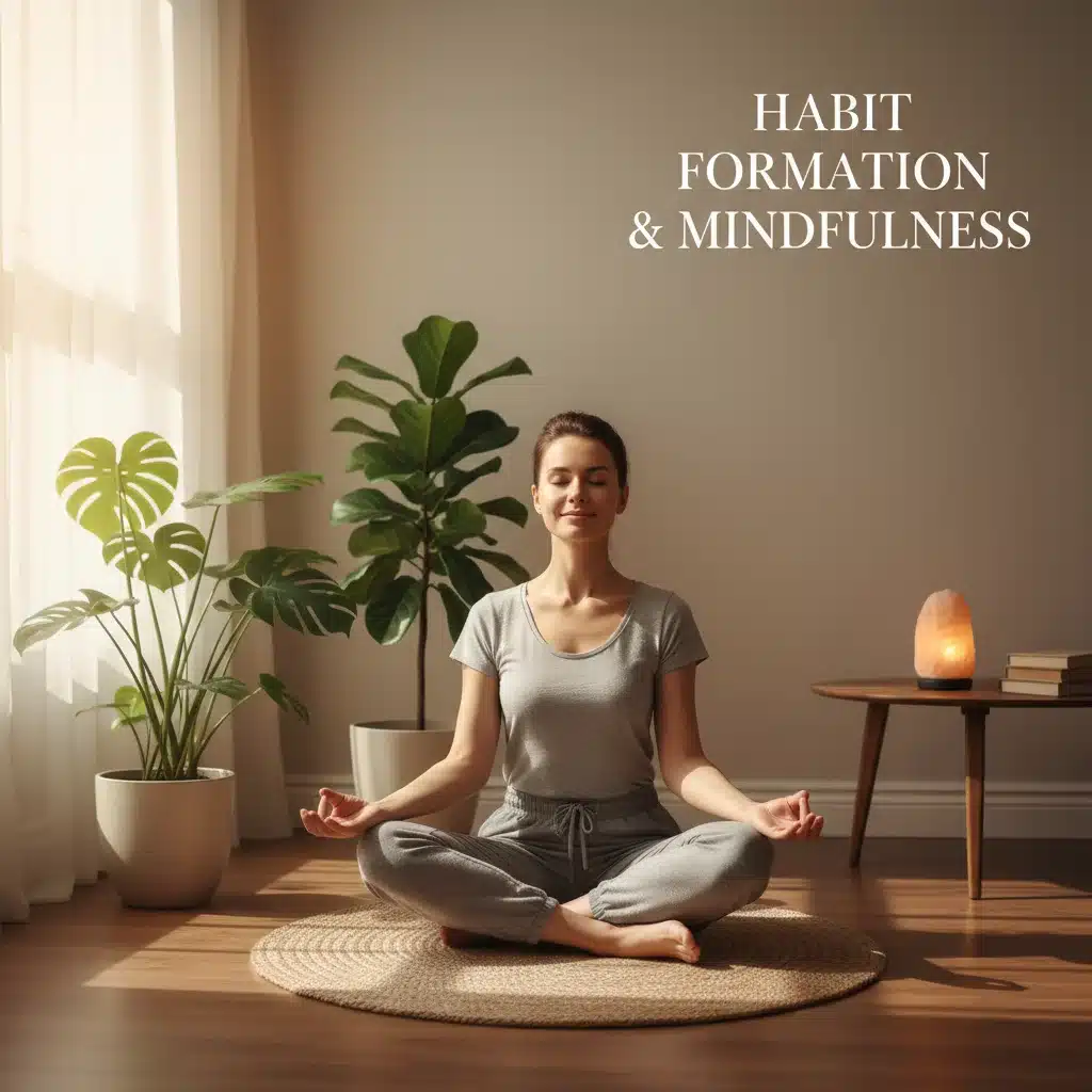 Person meditating calmly in a sunlit room for mindfulness and habit formation