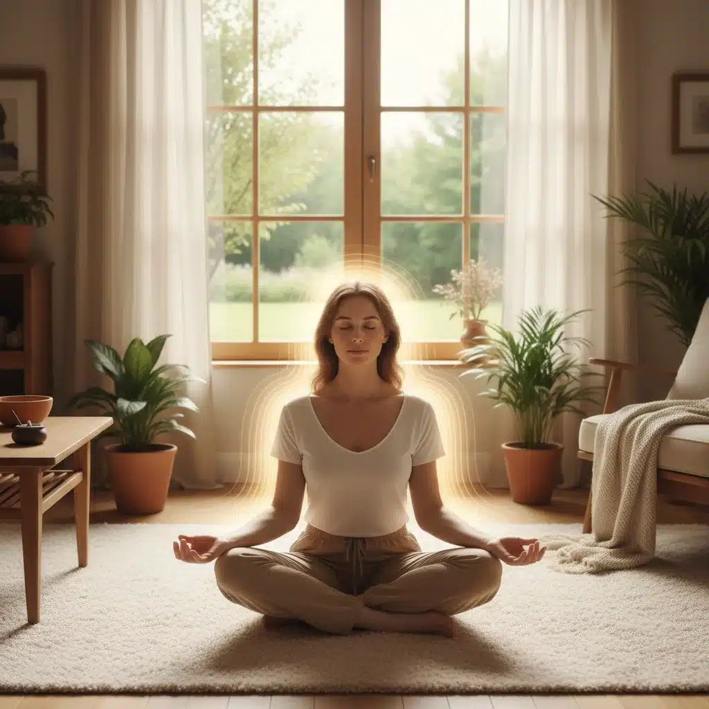 Individual practicing deep breathing for stress relief