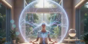 Person meditating, enhancing self-awareness and emotional intelligence in a peaceful setting.