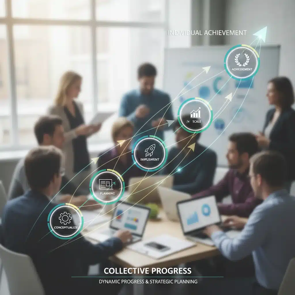 Strategic planning and upward growth trajectory visualization