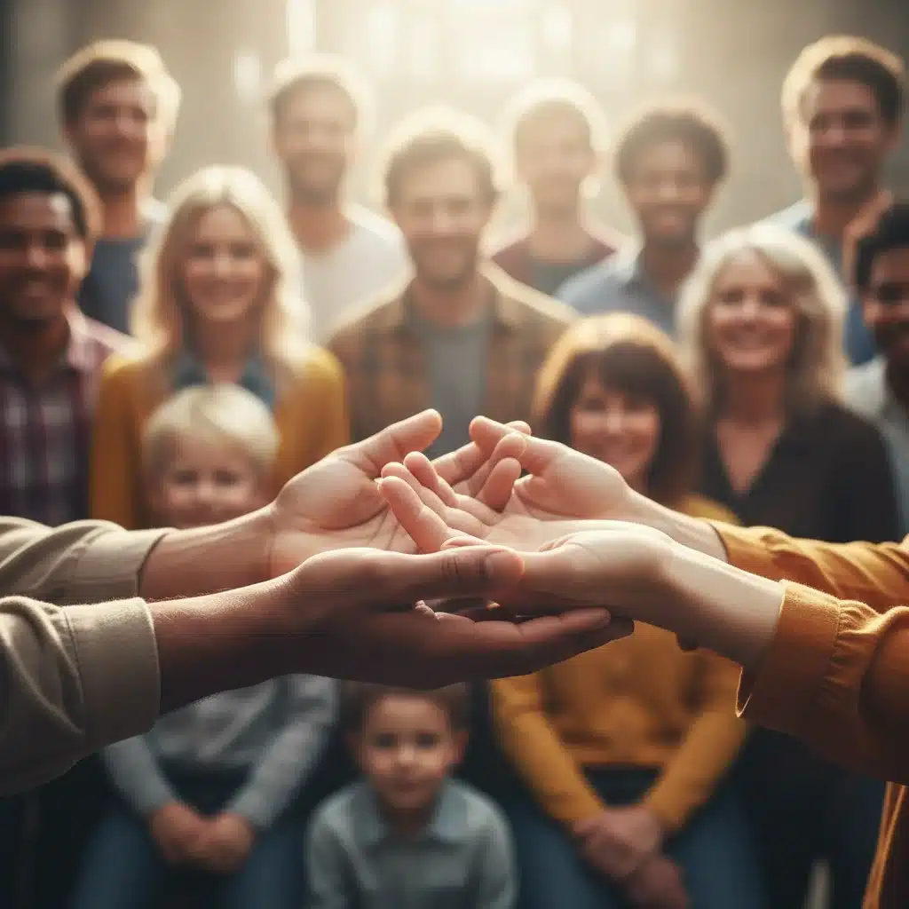 Manos apoyándose mutuamente, simbolizando la importancia del apoyo social y la comunidad.