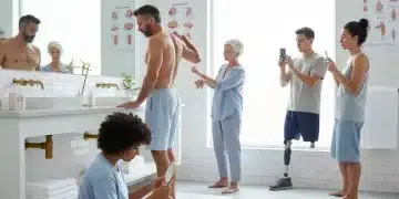 Personas realizando autoexamen de piel en España para detectar cáncer de piel.