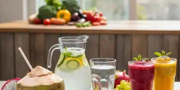 Hidratación Efectiva 2026: Más Allá del Agua, 6 Bebidas Naturales para Rendimiento Diario Variedad de bebidas naturales refrescantes para una hidratación efectiva y óptima.