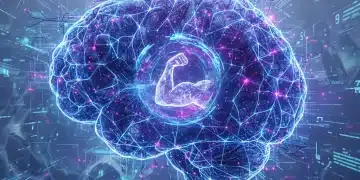 Cerebro futurista con conexiones neuronales representando la neurociencia y la resiliencia mental