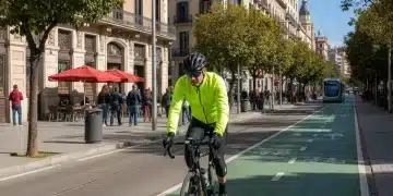 Ciclismo Urbano España: 6 Consejos Esenciales para Pedalear Seguro y Eficiente en 2026 Ciclista urbano en carril bici moderno en ciudad española