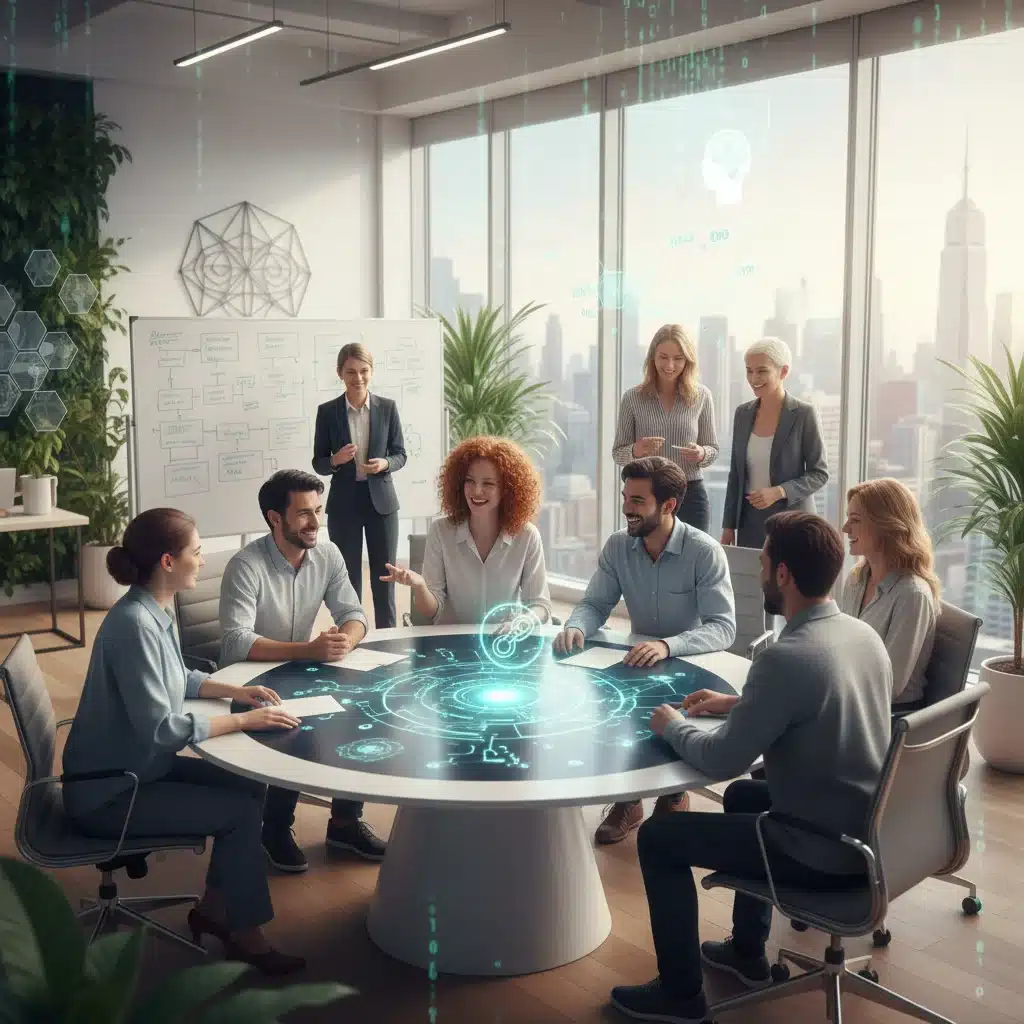 Grupo de personas diversas colaborando, simbolizando el apoyo social y la comunidad para la resiliencia mental