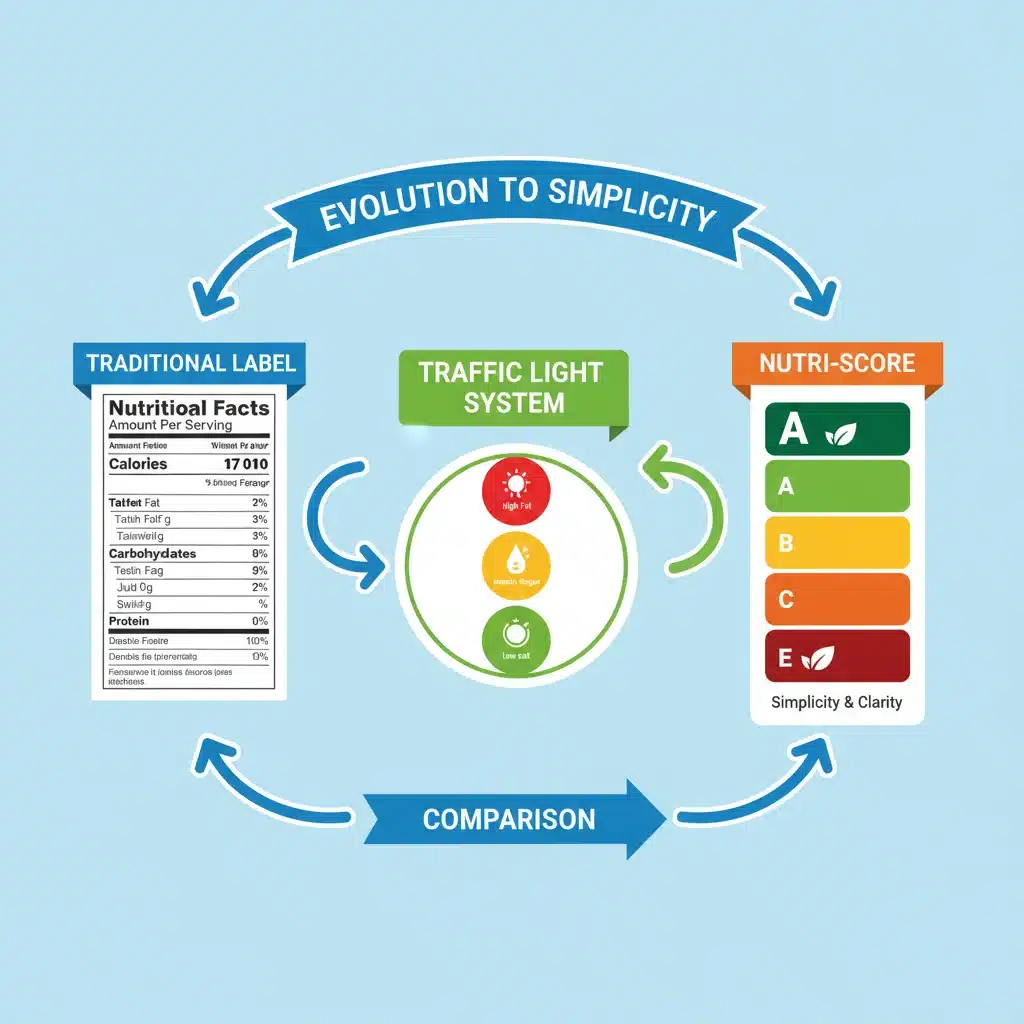 Infografía comparando el sistema Nutri-Score con otros modelos de etiquetado nutricional frontal en España.