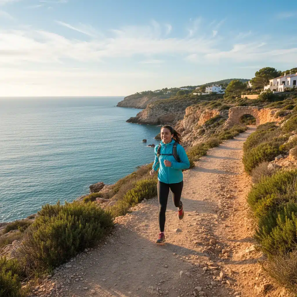 Persona caminando por un sendero costero en España como ejercicio físico.