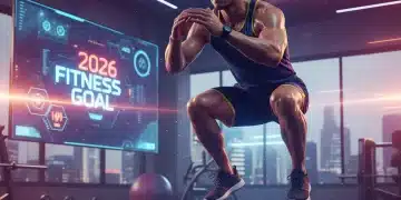 Mujer realizando HIIT, sudando y con determinación, en un gimnasio moderno.