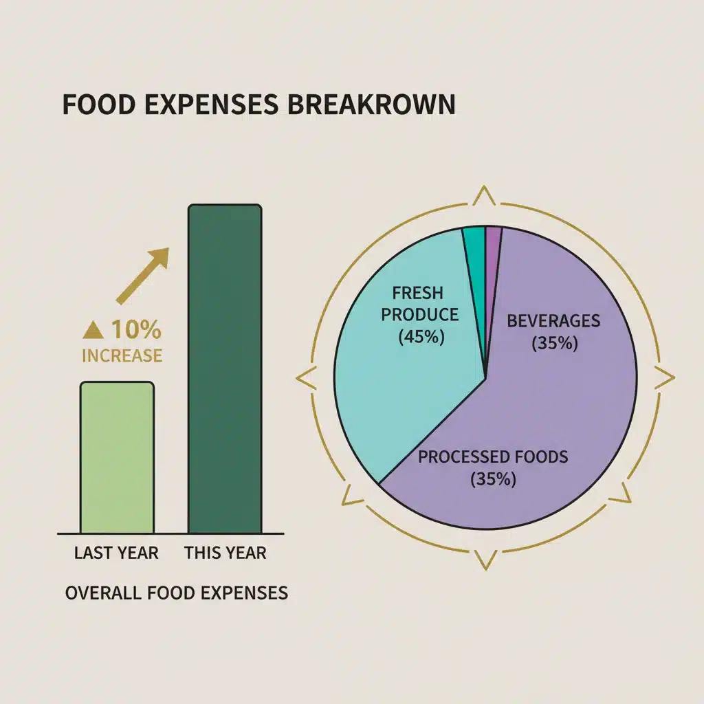 Gráfico ilustrando el impacto del 10% de la nueva legislación alimentaria en el presupuesto familiar español.