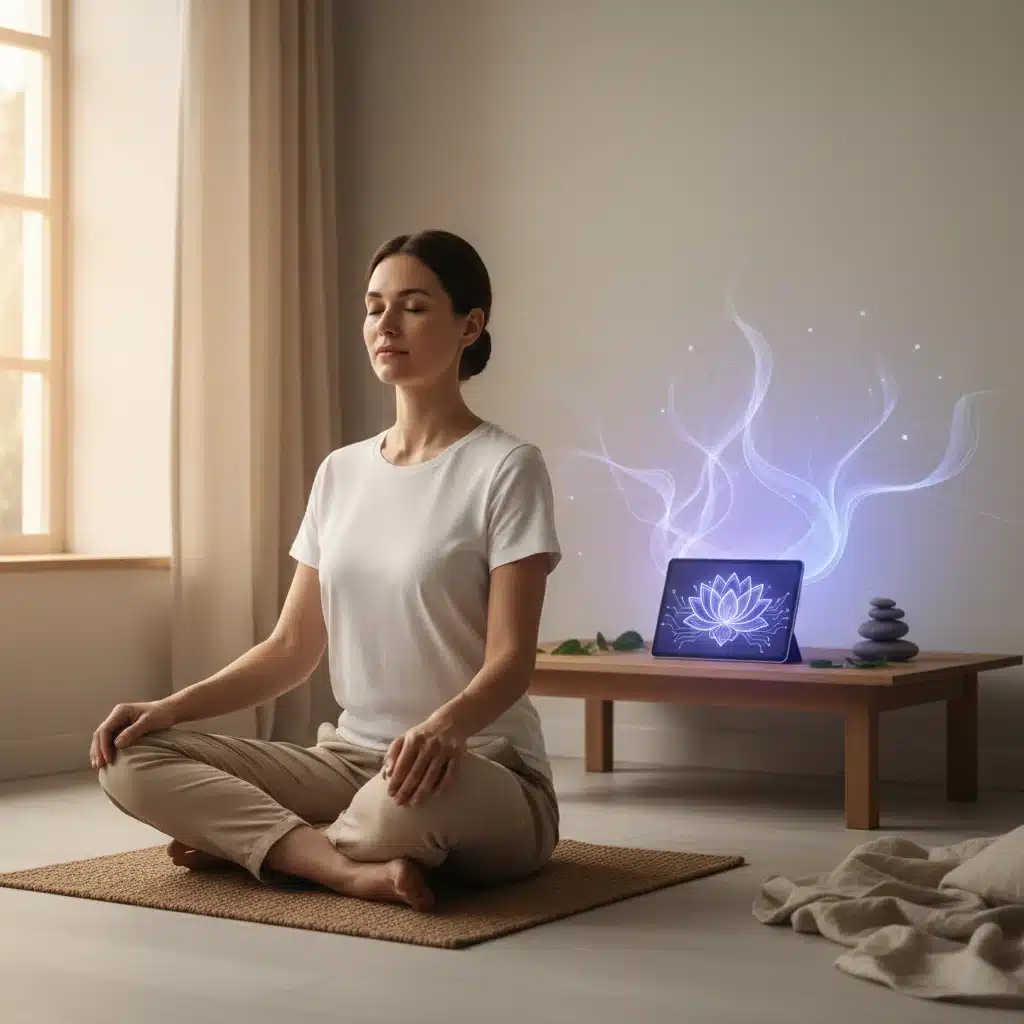 Persona meditando, buscando equilibrio y mindfulness frente a la omnipresencia digital.