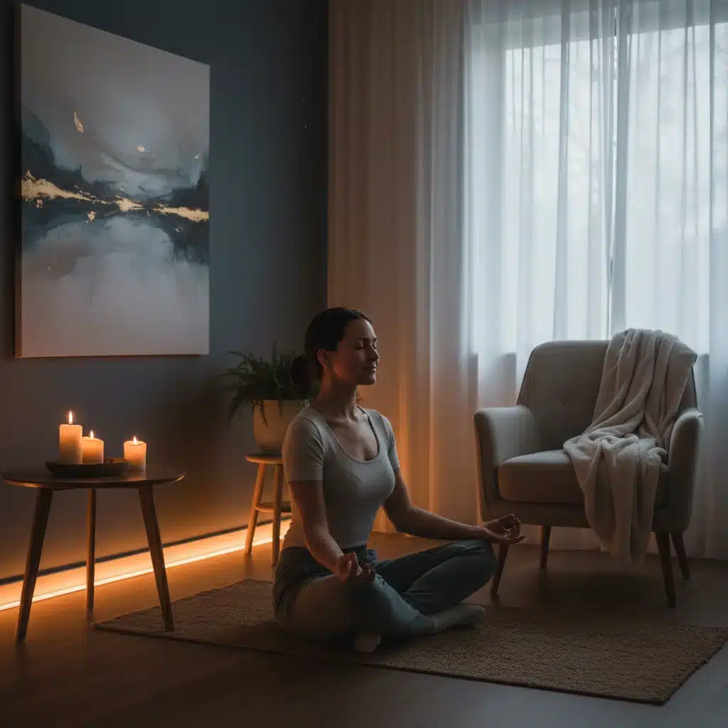 Persona meditando o estirando suavemente antes de dormir