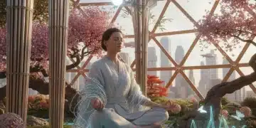 Manejo del Estrés Crónico 2026: Técnicas Validadas Contra Enfermedades Autoinmunes Persona meditando en un jardín tranquilo, simbolizando el manejo del estrés crónico y la paz interior en 2026.